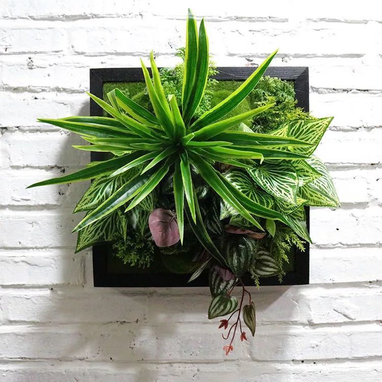 A008324壁飾り 人工観葉植物 壁掛けインテリア ディスプレイ 壁掛けミックスグリーン 造花 壁掛け