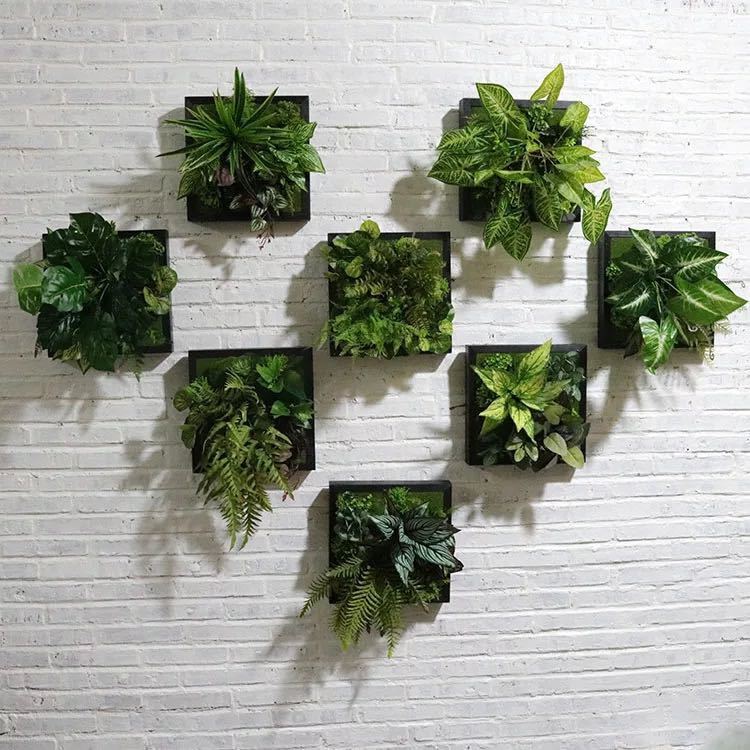 A024465壁飾り 人工観葉植物 壁掛けインテリア ディスプレイ 壁掛けミックスグリーン ．造花 壁掛け 8点セット