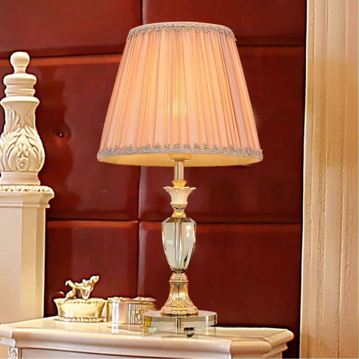 A019808照明スタンドライト テーブルランプ デスクライト 卓上ステンド 高級水晶ステンド．