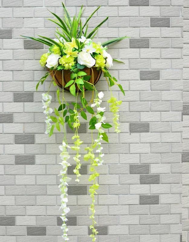 A043111壁飾り 人工観葉植物 壁掛けインテリア ディスプレイ 壁掛けミックスグリーン 造花 壁掛け