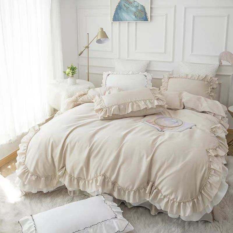 A047707ワイドダブル ベッド用品4点セット ．寝具 枕カバー掛け布団カバー ベッドパッド