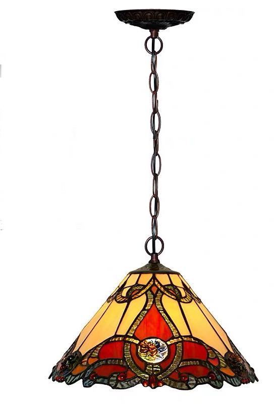 A014444ステンドグラス ペンダントライト豪華天井照明ステンドグラスランプ ガラス工芸品 電源直結タイプ