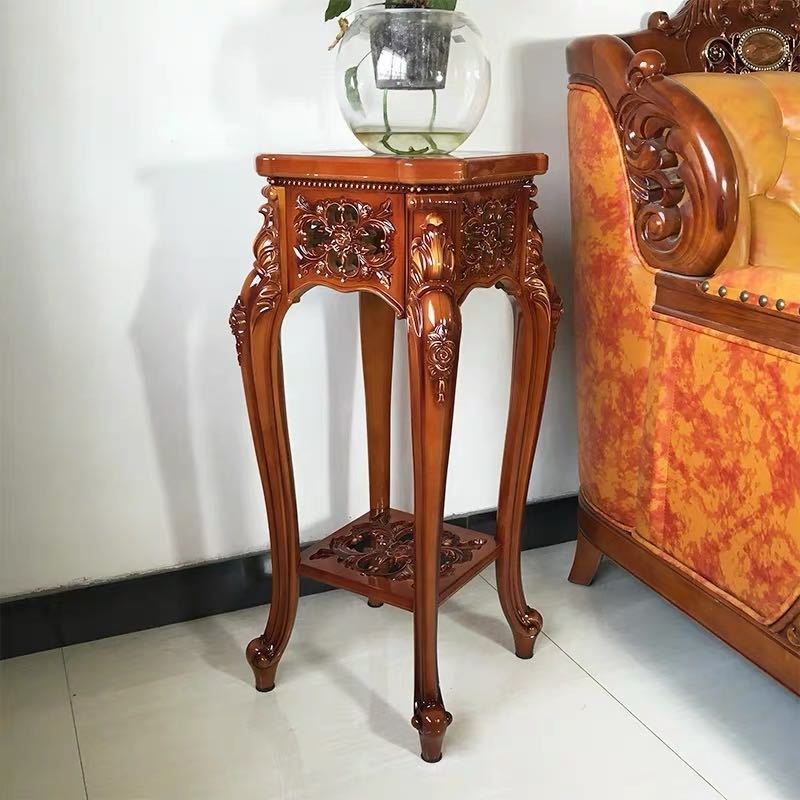 高級サイドテーブル ．コンソールテーブル ．玄関テーブル 花台 電話台 アンティーク調デザイン 植木鉢置き 高さ100cm