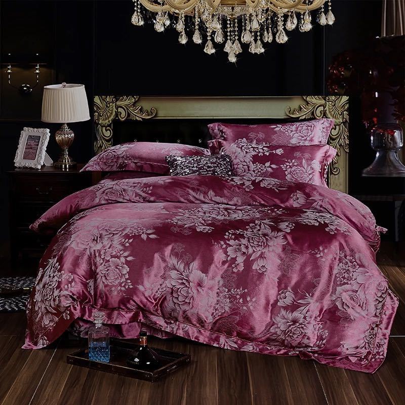 A021958高級ワイドダブル ベッド用品4点セット． 寝具 ボックスシーツ　枕カバー掛け布団カバー ベッド..