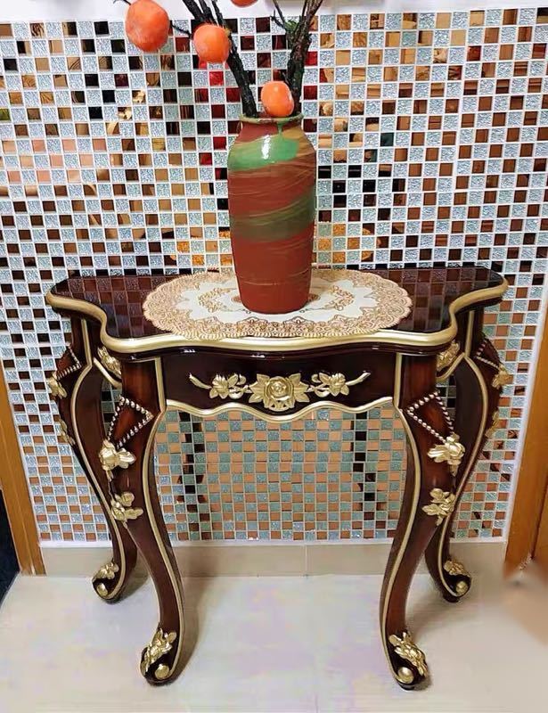 A044493高級サイドテーブル コンソールテーブル 玄関テーブル 花台 電話台 アンティーク調デザイン幅83cm