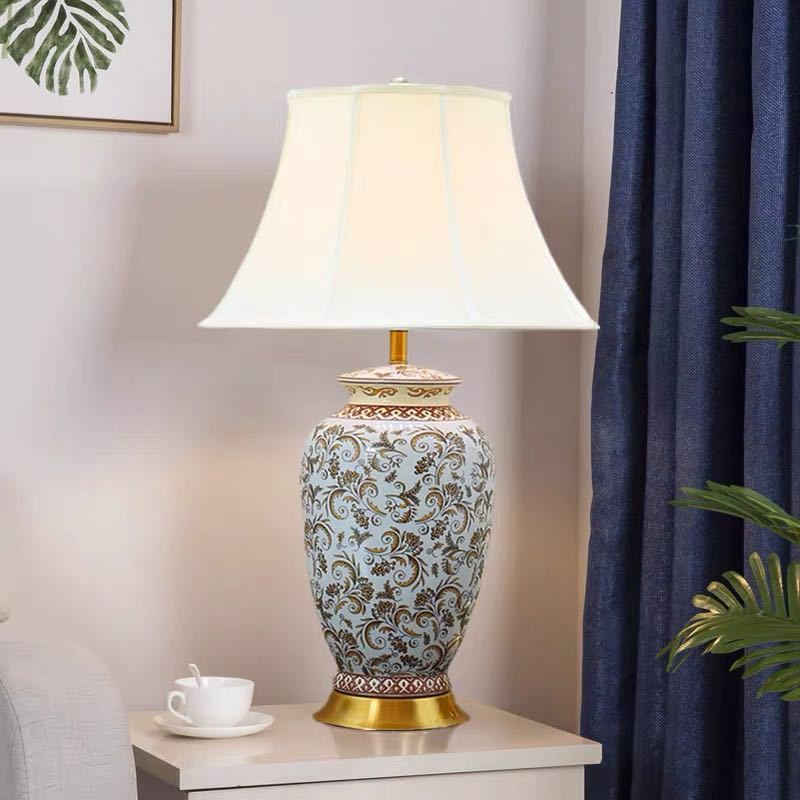 A008295照明スタンドライト テーブルランプ デスクライト．高級陶器卓上ステンド 高さ72cm