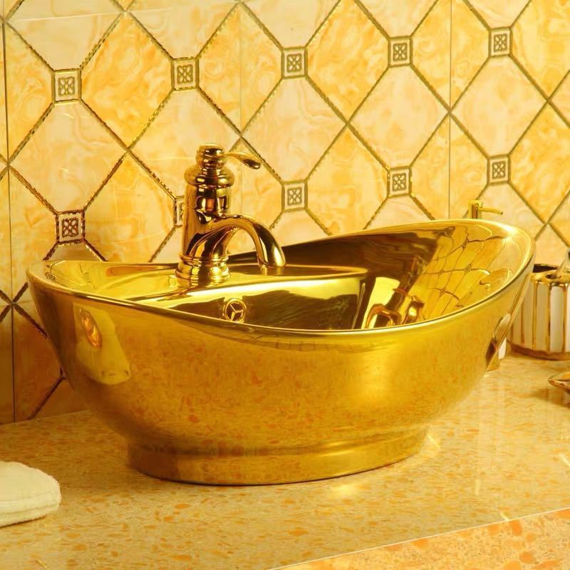 A024512豪華洗面台 洗面ボウルセット 洗面ボール ．陶器 手水鉢 ．手洗器 手洗い鉢 洗面器 蛇口 排水金具付き