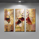 A023277手作り油画 美術アートパネル 絵画インテリア 壁飾り 油絵壁画 キャンバス 油絵3枚セット.40x80 別サイズあり