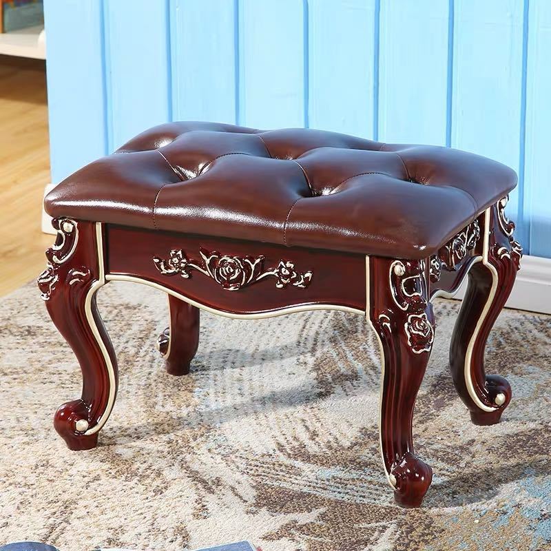 A013812高級軟座テーブル椅子 イス家具 アメリカ式.スツール ヨーロッパ式スツール 猫脚 雕刻 インテリア調 腰掛け 幅50cm