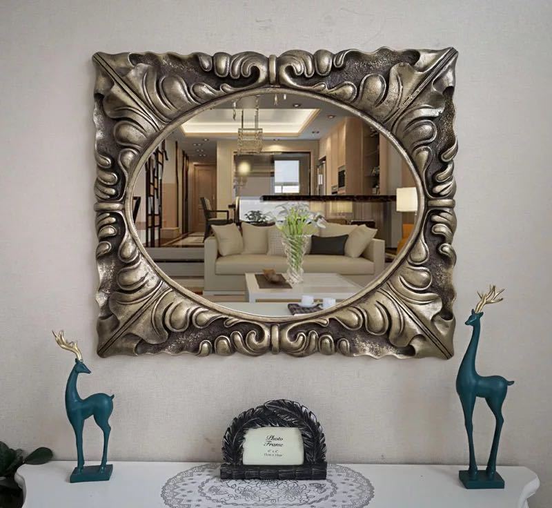 A021878豪華鏡 アンティーク調 壁掛け鏡 壁掛け ．壁掛けミラー ウォールミラー 72x58