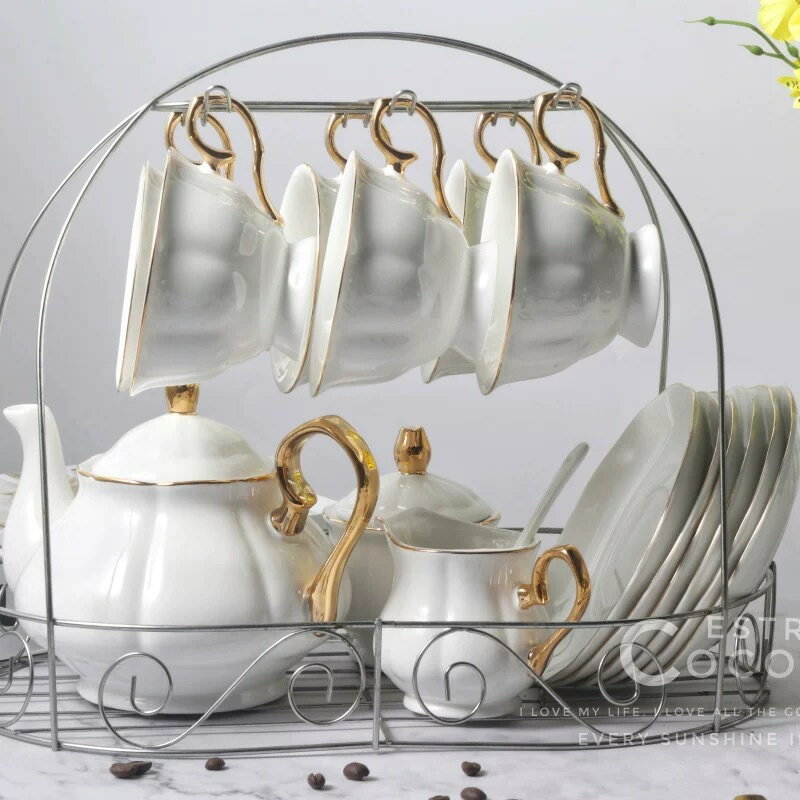 A050753ティー・コーヒーカップセット カップ＆ソーサー6客セット ティーセット カップラック付き