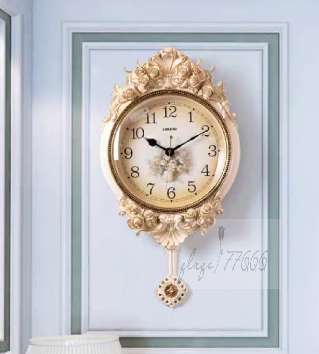 A043551北歐風 英国貴族風 クロック 壁掛け時計 かけ時計 ヨーロッパ風