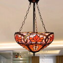 A047924ステンドグラス.ペンダントライト豪華天井照明ステンドグラスランプ ガラス工芸品. 電源直結タイプ