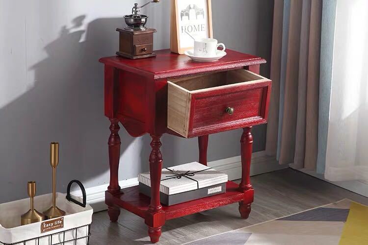 A040484ベッドサイドテーブル 置台 高級サイドテーブル ナイトテーブル .アンティーク風 ソファーテーブル [2]