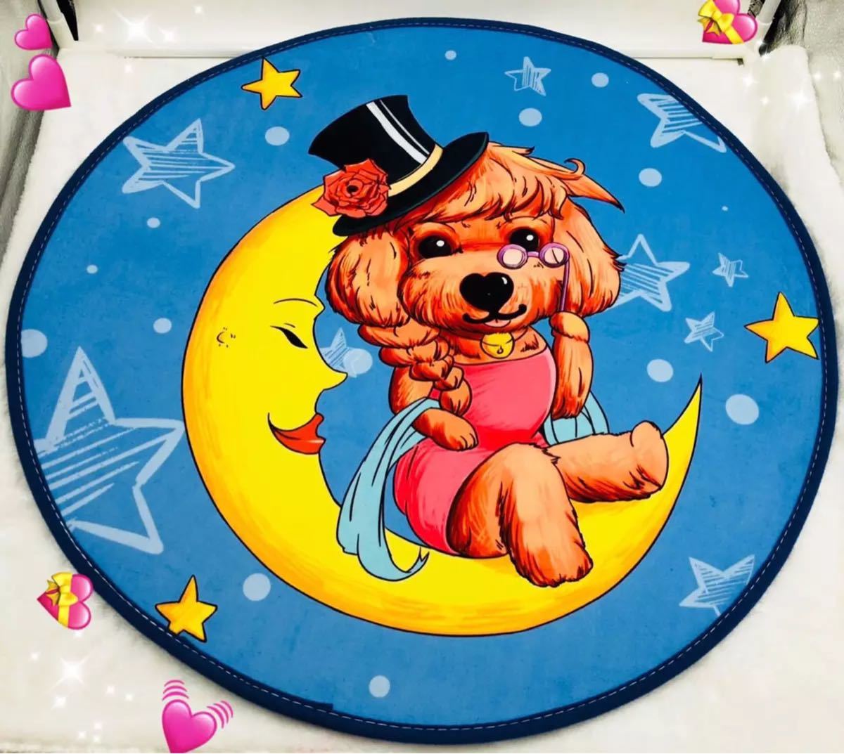 A046488☆ラグマット リビングマット 玄関マット．カーペット．お風呂マット 60cmサイズ プードル犬柄雑貨