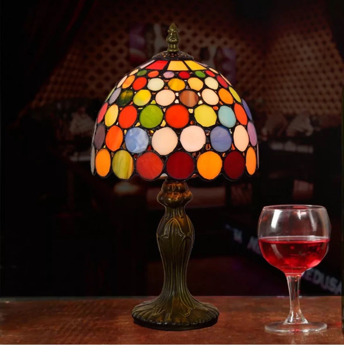 A046842ステンドグラスランプ 卓上スタンド 豪華テーブルランプ