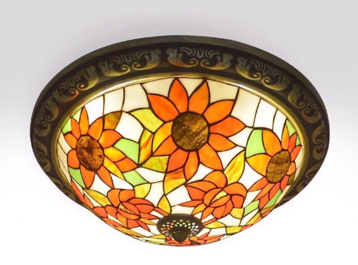 Stained Glass - A047873ステンドグラス．ペンダントライト豪華天井照明ステンドグラスランプ ガラス工芸品 電源直結タイプ