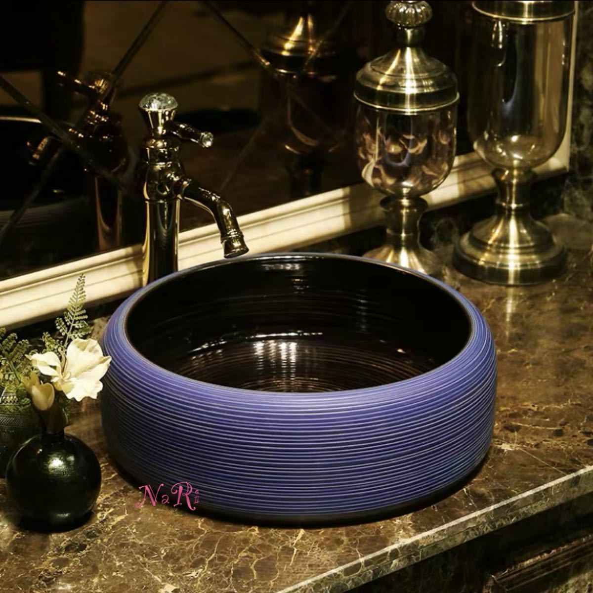 A011070高級置き型洗面ボウルセット 手洗い器 デザイン 陶磁器 手洗い鉢 洗面台 蛇口 排水ホース付き