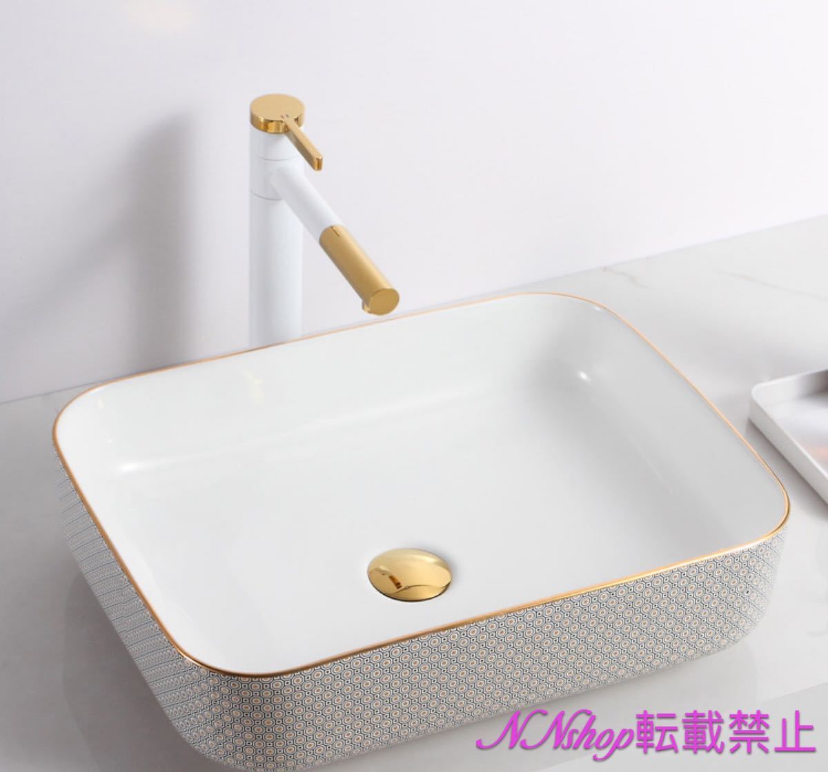 Rakuten - A013035洗面ボウルセット 洗面ボール ．陶器手水鉢 手洗器 手洗い鉢 洗面器 蛇口 排水金具付き