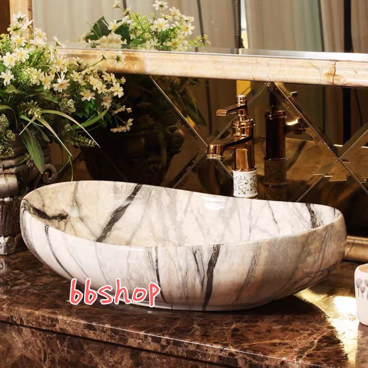 A003991豪華洗面ボール 高級洗面台 洗面ボウルセット 陶器 手水鉢 手洗器 手洗い鉢...