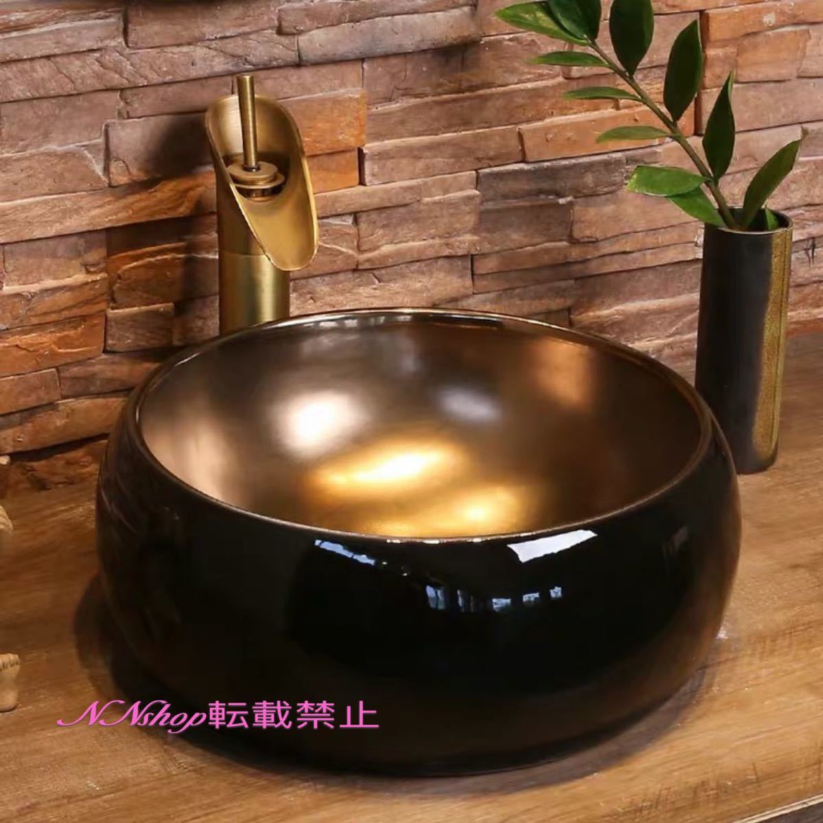 樂天商城 - A016596高級洗面台 洗面ボウルセット ．洗面ボール 陶器 手水鉢 手洗器 手洗い鉢 洗面器 蛇口 排水金具付き