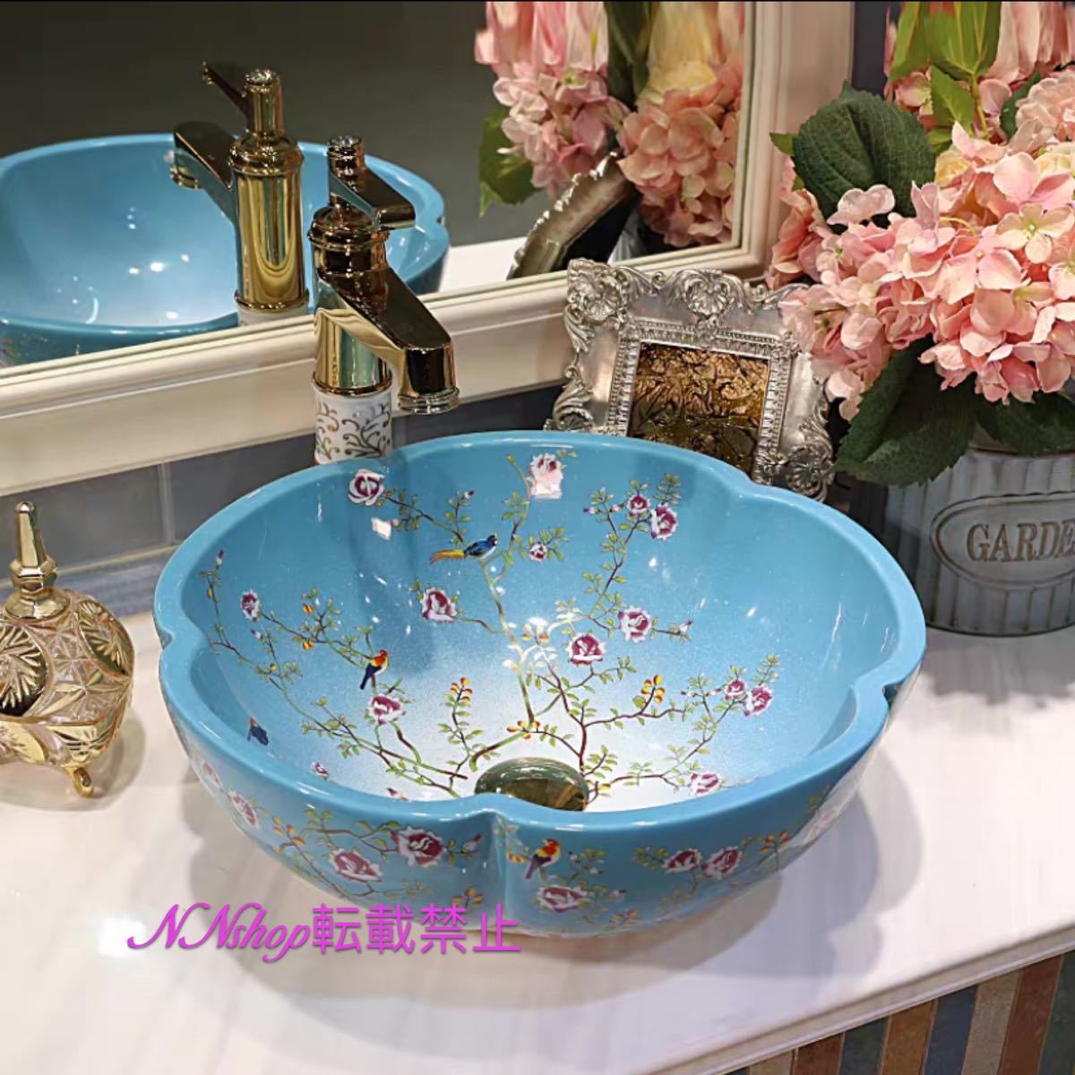 A023657洗面ボウルセット 洗面ボール ．陶器 手水鉢 手洗器 手洗い鉢 洗面器 蛇口 排水金具付き