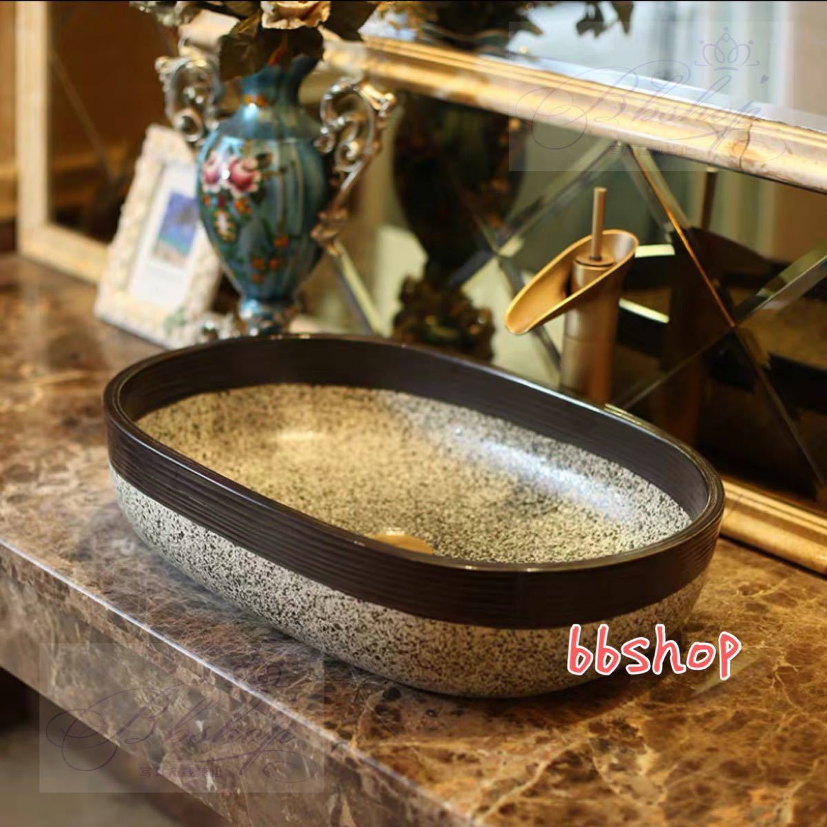 A003999洗面ボール 高級洗面台 洗面ボウルセット 陶器 手水鉢 手洗器 手洗い鉢 洗面器 蛇口 排水金具付き