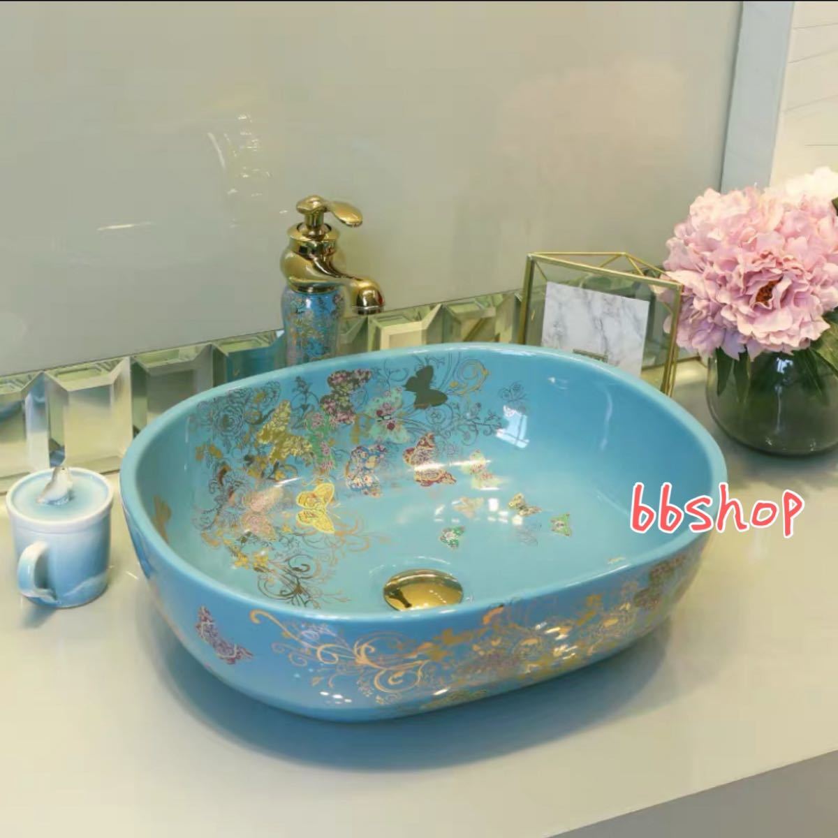 A030221洗面ボール 高級洗面台 洗面ボウルセット 陶器 手水鉢 手洗器 手洗い鉢 洗...