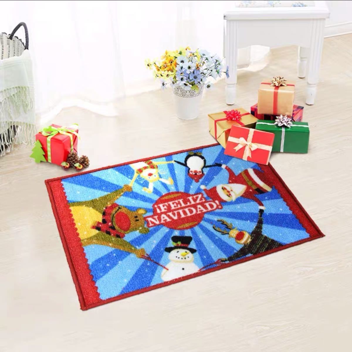 A044747ラグマット リビングマット 玄関マット カーペット お風呂マット 60x40 クリスマス雑貨