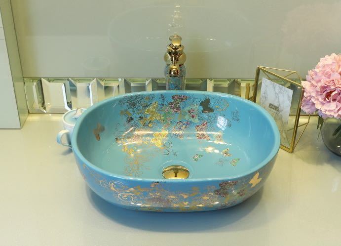 A030221洗面ボール 高級洗面台 洗面ボウルセット 陶器 手水鉢 手洗器 手洗い鉢 洗...