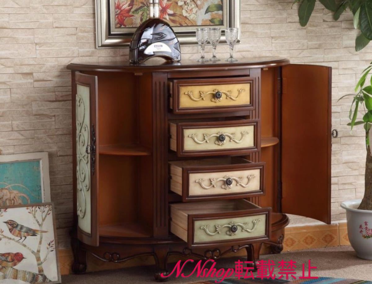 A026260高級アンティーク調デザイン .電話台 テーブル 花台リビング 玄関テーブル サイドテーブル 収納家具 幅100cm [2]