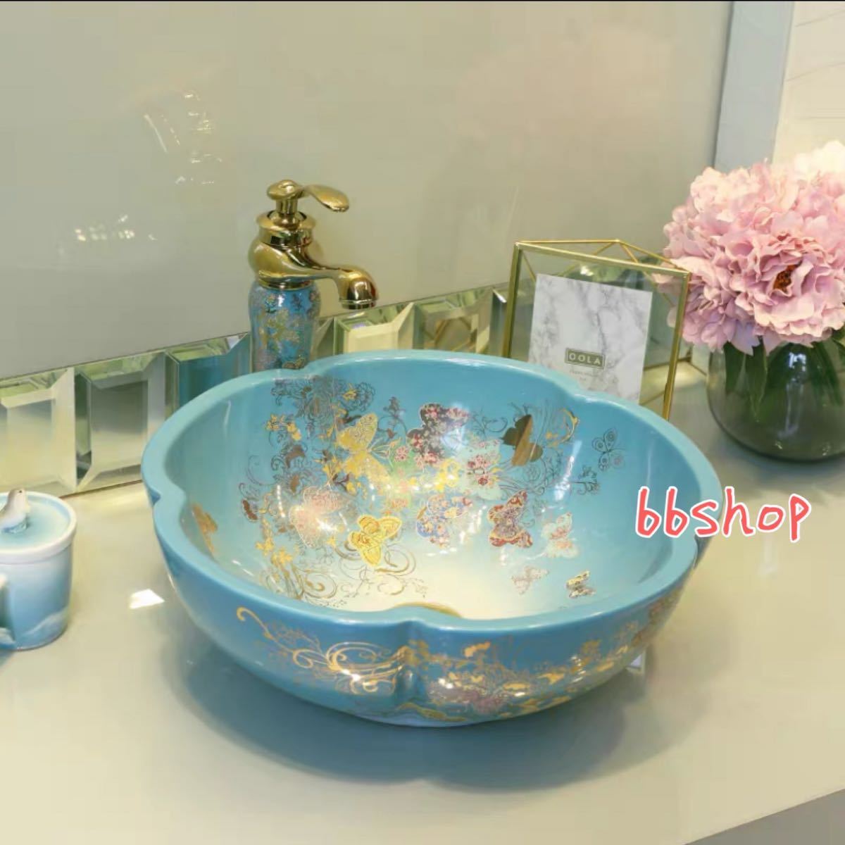 A047515洗面ボール 高級洗面台 ．洗面ボウルセット 陶器 手水鉢 手洗器 手洗い鉢 ...