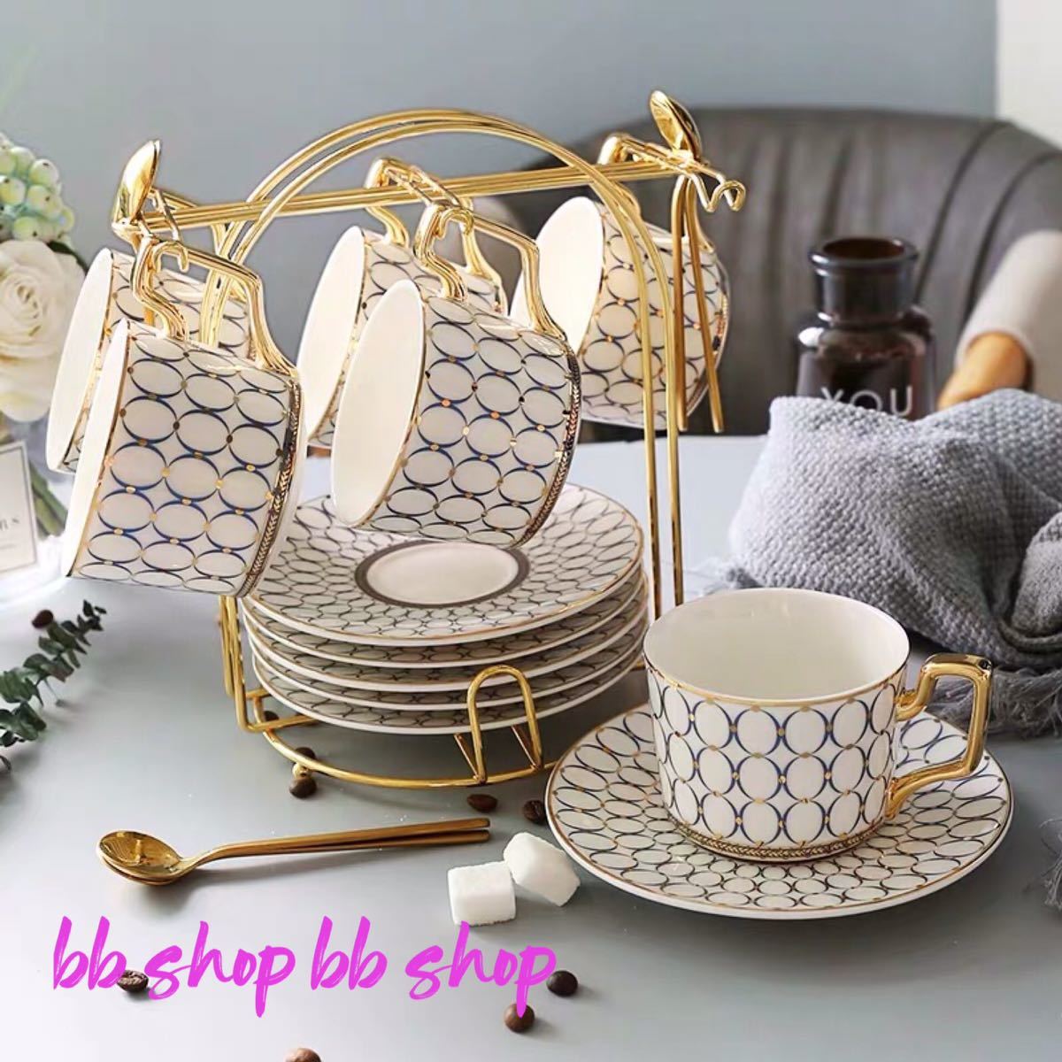 A036250ティー・コーヒーカップセット カップ＆ソーサー6客セット ．陶磁器ティーセット