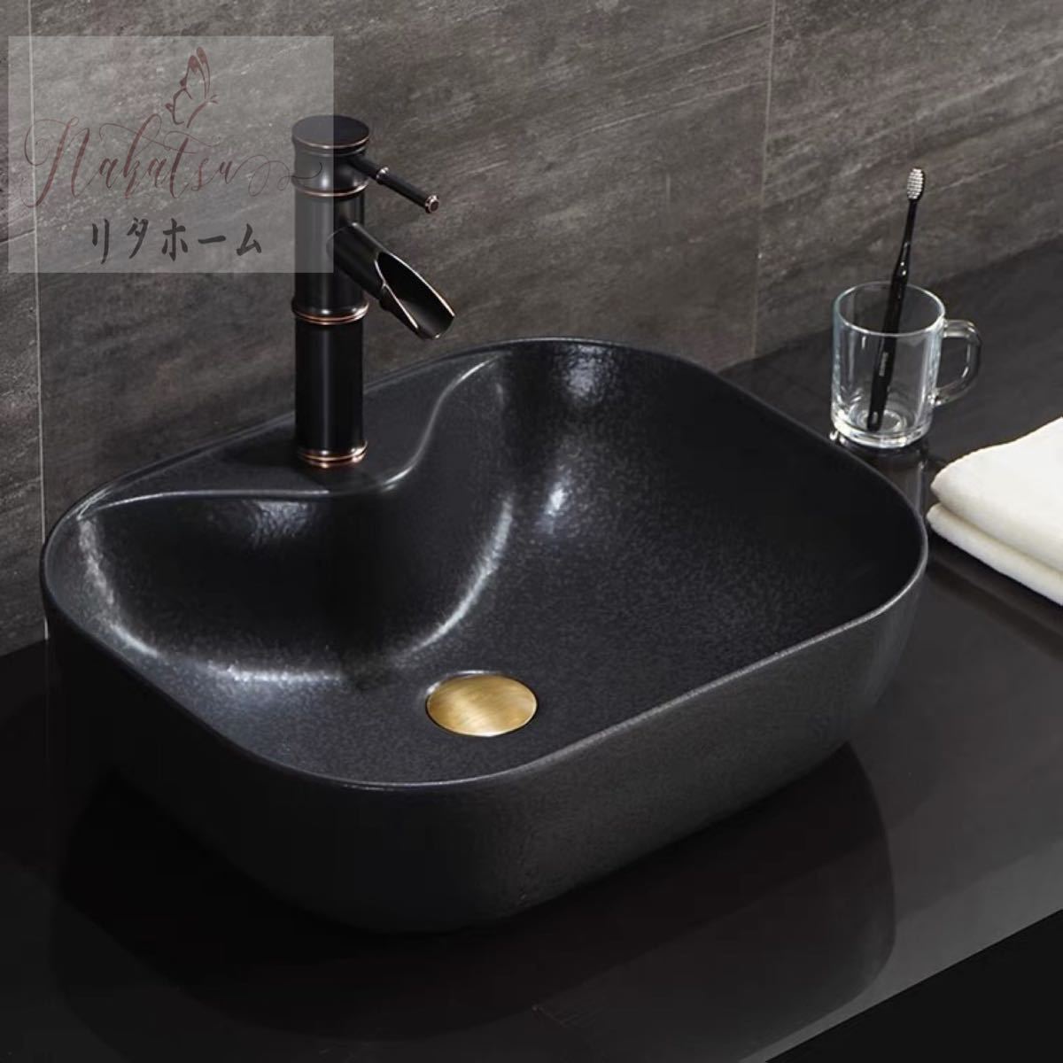 A004194高級洗面ボウルセット 洗面ボール 陶器手水鉢 手洗器 手洗い鉢 洗面器 蛇口...