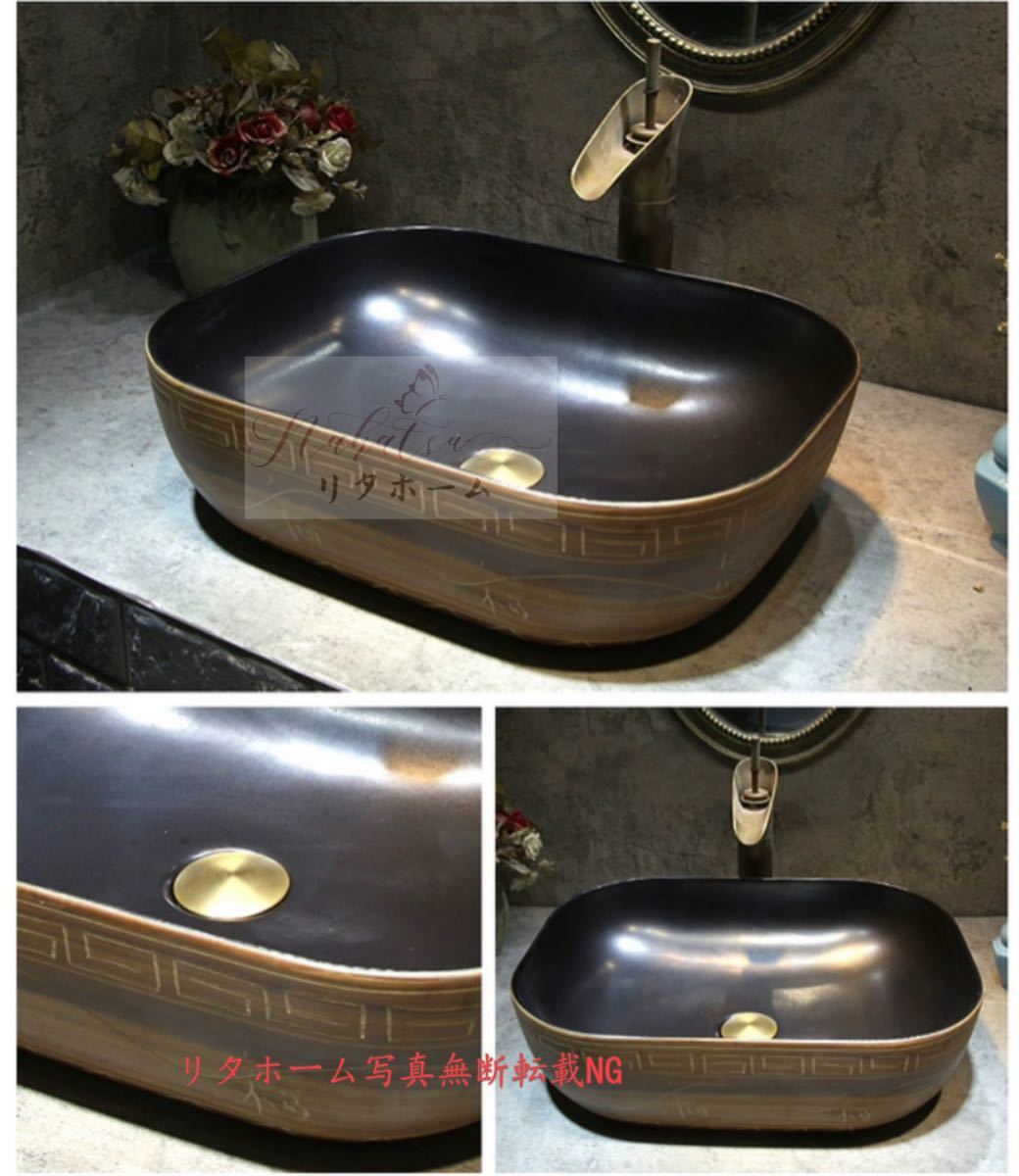 A046219洗面ボウルセット 洗面ボール ．陶器手水鉢 手洗器 手洗い鉢 洗面器 蛇口 ...