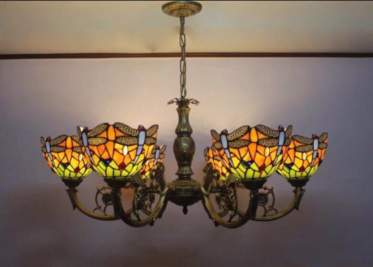 Stained Glass - A013394ステンドグラス．ペンダントライト豪華天井照明ステンドグラスランプ ガラス工芸品． 電源直結タイプ