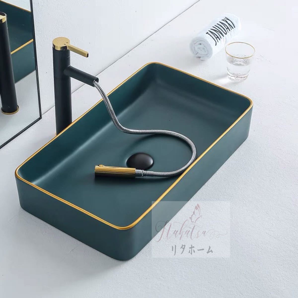 外寸サイズ（cm）：幅：60奥行き：34高さ：11素材：陶磁器取付について：取付工事はお近くの工務店様にご相談してください＜ 重量物なので同梱はできません ＞☆☆★★★★★★★★★★★★★☆☆◆お客様のご覧になっているモニター等により多少色が異なる場合がございます。あらかじめご了承ください。◆複数ご注文の場合やお急ぎの場合は必ず事前に納期のお質問をお願いいたします。◆サイズの誤差は多少発生します。ご了承下さい。☆☆★★★★★★★★★★★★★☆☆注意事項1丶こちらの商品は海外製の新品です。撮影時の照明やPC環境によって実際の商品と色が違う場合があります。2丶輸入品で日本語の説明がない場合があり、サポートもございませんので商品知識のある方のみご入札下さい。原則ノークレームノーリターンでお願い致します。4丶ご注文についてご入札後のキャンセル・落札後のキャンセルは一切お受け出来ませんので、よくご確認の上、入札をお願い致します。 代引き引き換え、局留めは受け付けておりません。5丶取り扱っている商品は、海外・アジア製品になります。きちんと全ての商品の検品をしておりますが、日本製に比べると作りが甘い場合があります。完璧を求められる方は入札をお控えください。6丶初期不良、輸送中の破損等は返金対応させて頂きます。その際はご到着から2日以内にご連絡をお願い致し7丶新品未使用品ですが、外箱に初期からのスレ、剥げ歪みなどあります上記理由の返品交換は承ることが出来ませんので予めご了承くださいませ。
