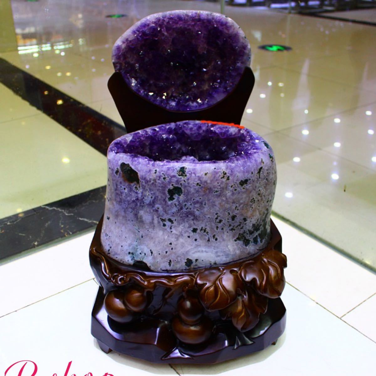高級天然紫水晶アメジストエッグ紫晶卵パワーストーンオフィスリビングインテリア．金運財運風水置物 高さ55cm 重さ32.26kg