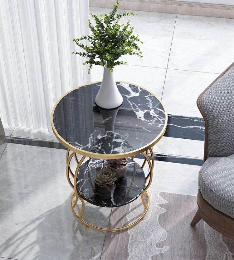 A013096高級サイドテーブル 人造大理石 .コンソールテーブル 玄関テーブル 花台 電話台 アンティーク調デザイン 幅50cm [3]