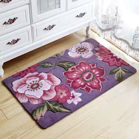 Rakuten - A013574★リビングマット ★ 玄関マット カーペット ラグマット 滑り止め★ 50x80cm 牡丹花柄