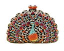A047749豪華パーティーバッグ キラキラ ストーンBAG クラッチバッグ レディース ラインストーンクラッチバッグ (クジャク型)(4)