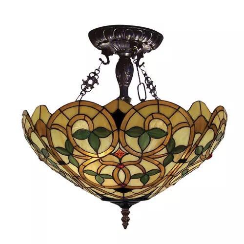 A019257ステンドグラス　ペンダントライト豪華天井照明ステンドグラスランプ ガラス工芸品． 電源直結..