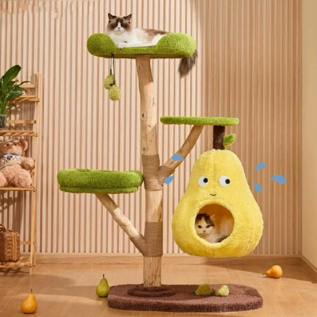 Rakuten - キャットタワー キャットツリー猫用爪とぎつめとぎ ハウス付き吊り下げベッド休憩台