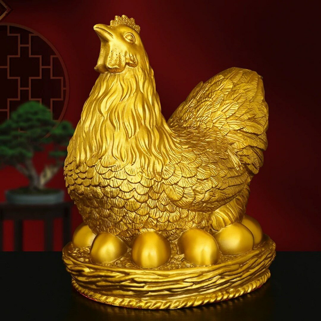 Rakuten - 金鶏 鶏 置物 オブジェ 銅合金製23cm 風水 縁起物 インテリア 開運