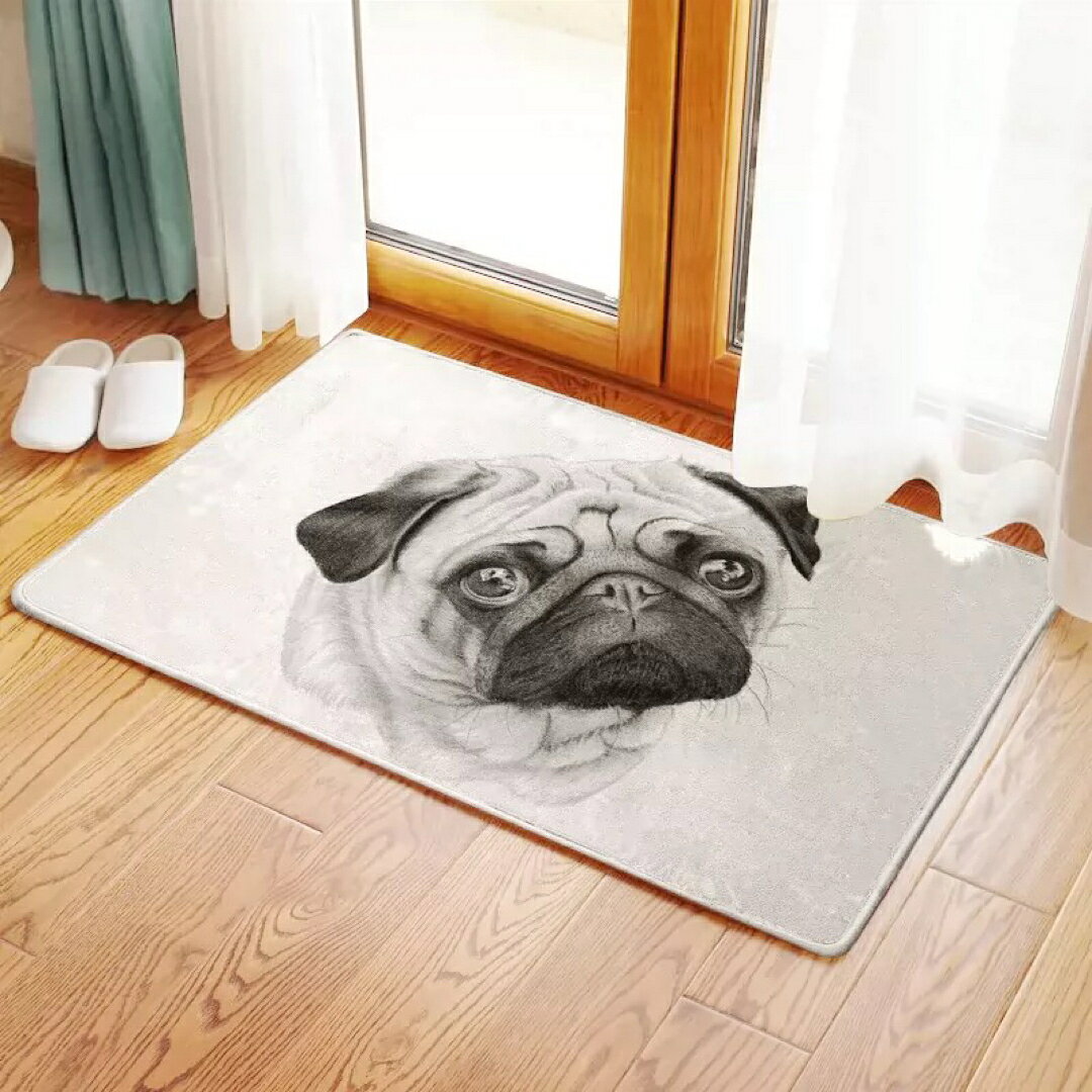 パグ犬 ラグマット リビングマット 玄関マット お風呂マット pug犬柄雑貨