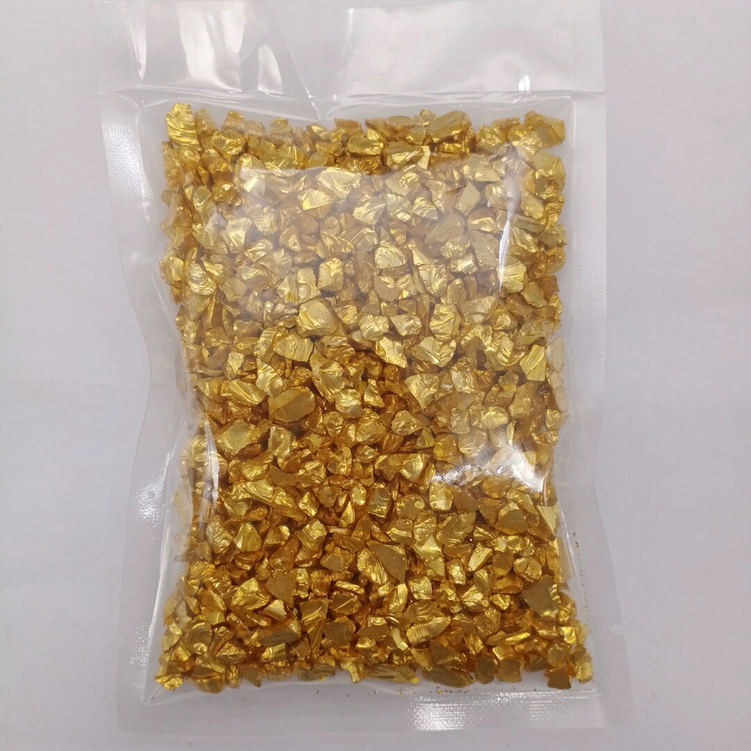 ゴールドストーン4-6mm 100gガラスチップ 中粒 砕石タイプ装飾用レジン
