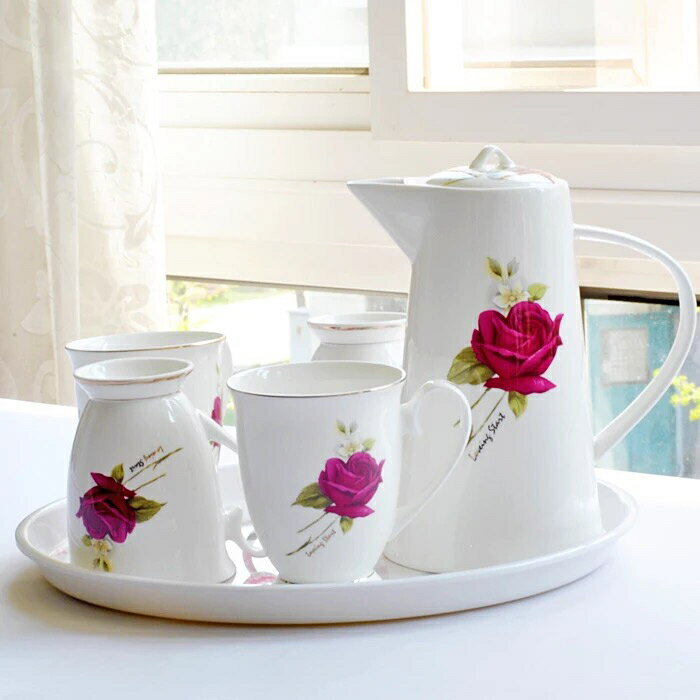 A013685西洋ティー・コーヒーカップセット カップ6客セット 花柄 姫系雑貨