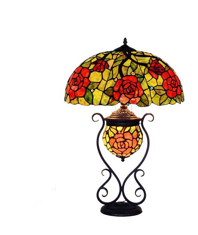 A035248ステンドグラスランプ 卓上スタンド 豪華テーブルランプ 卓上照明