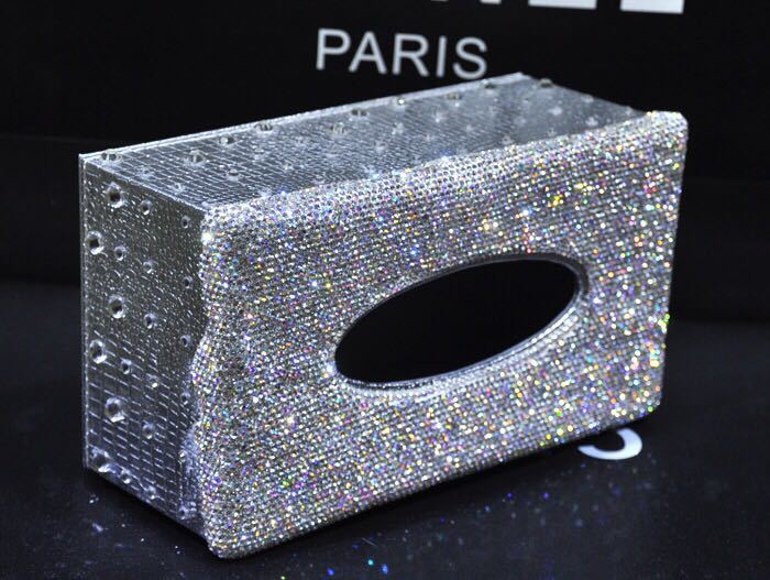 A054584ラインストーン飾り 高級感のある ティッシュケース [3]
