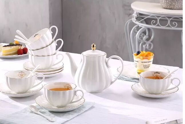 A042878西洋ティー・コーヒーカップセット カップ＆ソーサー6客セット -カップ ラック付き